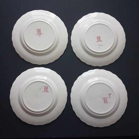 Copeland Spode ROSE BRIAR, Vintage Side Plates, Set of 4, Chelsea Wicker Shape - Picture 9 of 10